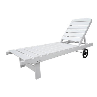 White stackable plastic stationary deals chaise lounge chair